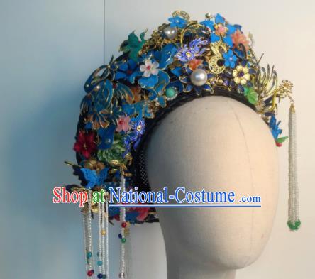 Chinese Handmade Qing Dynasty Court Precious Gem Hat Phoenix Coronet Hat Ancient Empress Hair Accessories for Women