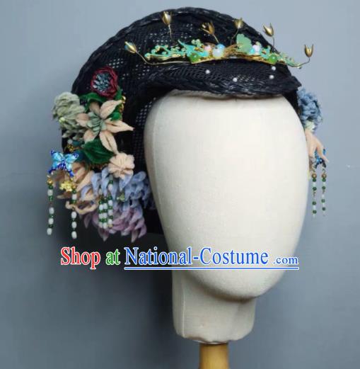 Chinese Handmade Qing Dynasty Manchu Imperial Consort Hat Phoenix Coronet Ancient Empress Hair Accessories for Women