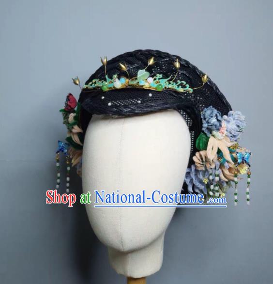 Chinese Handmade Qing Dynasty Manchu Imperial Consort Hat Phoenix Coronet Ancient Empress Hair Accessories for Women