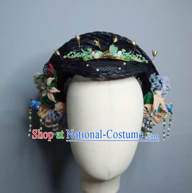 Chinese Handmade Qing Dynasty Manchu Imperial Consort Hat Phoenix Coronet Ancient Empress Hair Accessories for Women