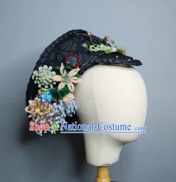 Chinese Handmade Qing Dynasty Manchu Imperial Consort Hat Phoenix Coronet Ancient Empress Hair Accessories for Women