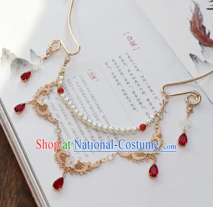 Chinese Traditional Hanfu Golden Necklace Handmade Ancient Princess Necklet Accessories for Women