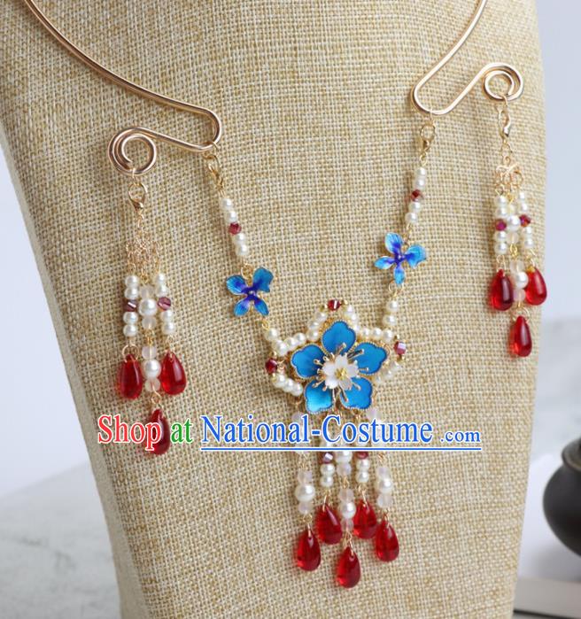 Chinese Traditional Hanfu Cloisonne Necklace Handmade Ancient Princess Necklet Accessories for Women