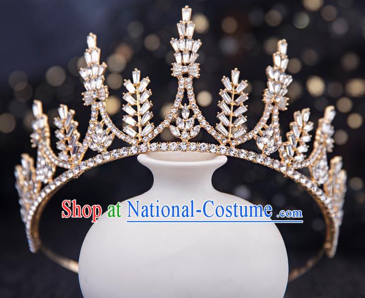 Top Handmade Wedding Bride Crystal Beads Royal Crown Baroque Princess Hair Accessories for Women