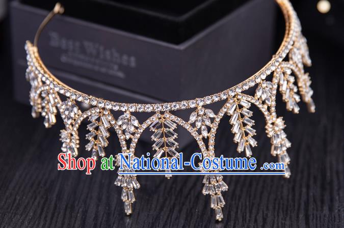 Top Handmade Wedding Bride Crystal Beads Royal Crown Baroque Princess Hair Accessories for Women