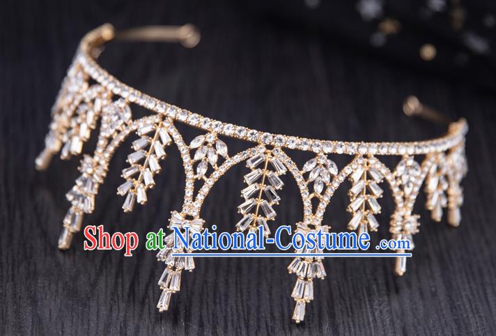 Top Handmade Wedding Bride Crystal Beads Royal Crown Baroque Princess Hair Accessories for Women