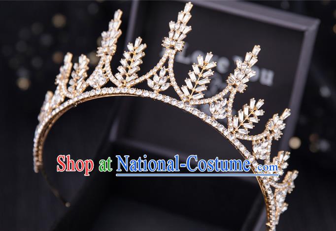 Top Handmade Wedding Bride Crystal Beads Royal Crown Baroque Princess Hair Accessories for Women