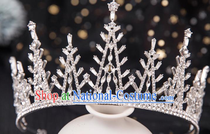 Top Handmade Wedding Bride Zircon Royal Crown Baroque Princess Hair Accessories for Women