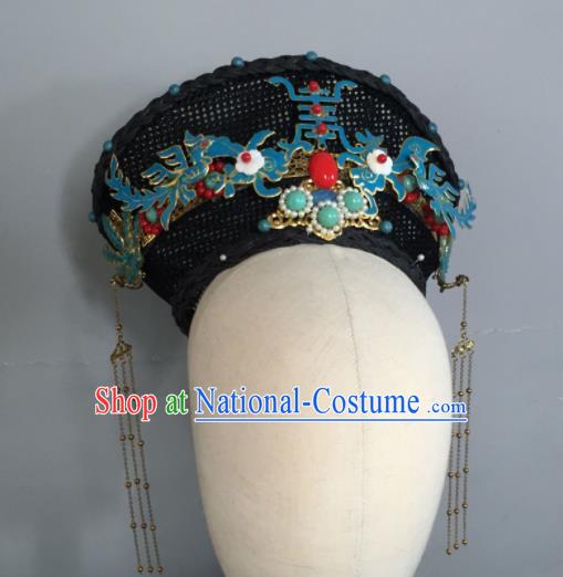 Chinese Handmade Qing Dynasty Hairpins Hat Ancient Manchu Imperial Consort Hair Accessories for Women