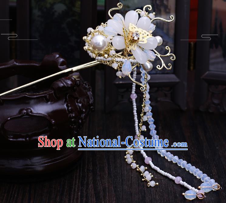 Chinese Traditional Wedding Hanfu Tassel Hairpins Handmade Ancient Bride Hair Accessories for Women