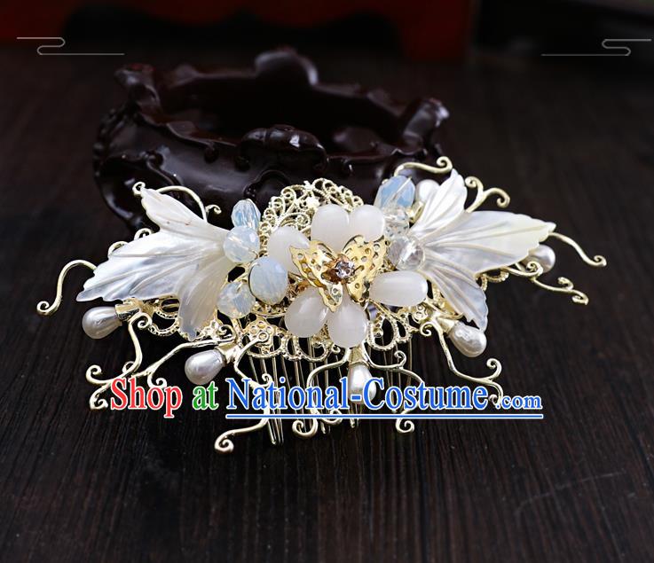 Chinese Traditional Wedding Hanfu Hair Comb Hairpins Handmade Ancient Bride Hair Accessories for Women