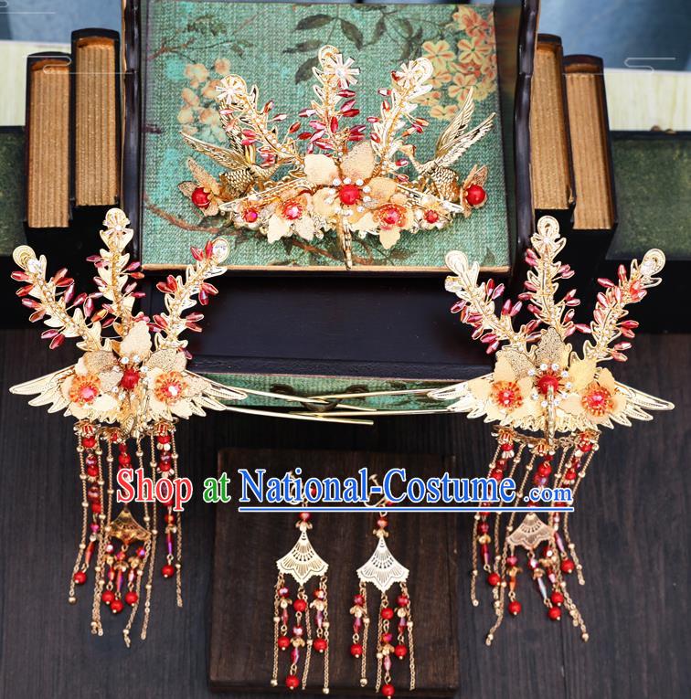 Traditional Chinese Wedding Phoenix Hair Comb Hairpins Handmade Ancient Bride Hair Accessories for Women