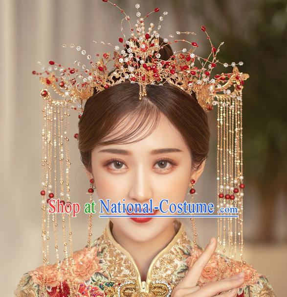 Traditional Chinese Handmade Beads Hair Crown Chaplet Hairpins Ancient Bride Hair Accessories for Women