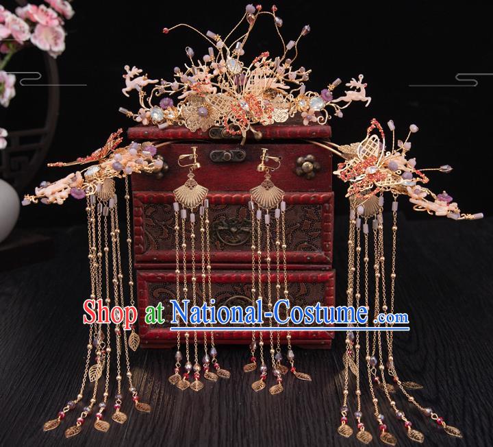 Traditional Chinese Handmade Butterfly Hair Comb Hairpins Ancient Bride Hair Accessories for Women