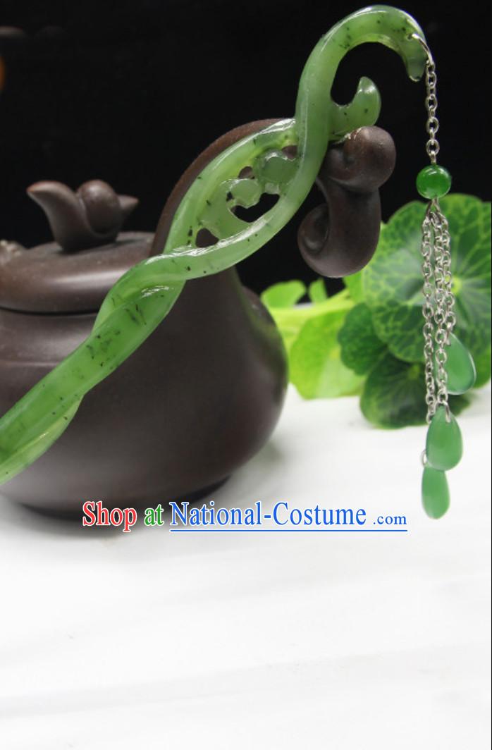 Origin of White Snake Pure Jade Hair Jewelry