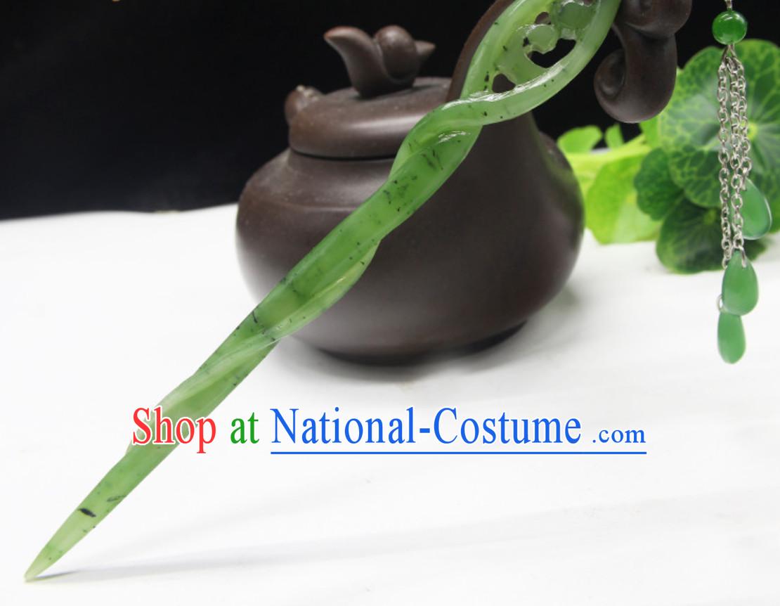 Origin of White Snake Pure Jade Hair Jewelry