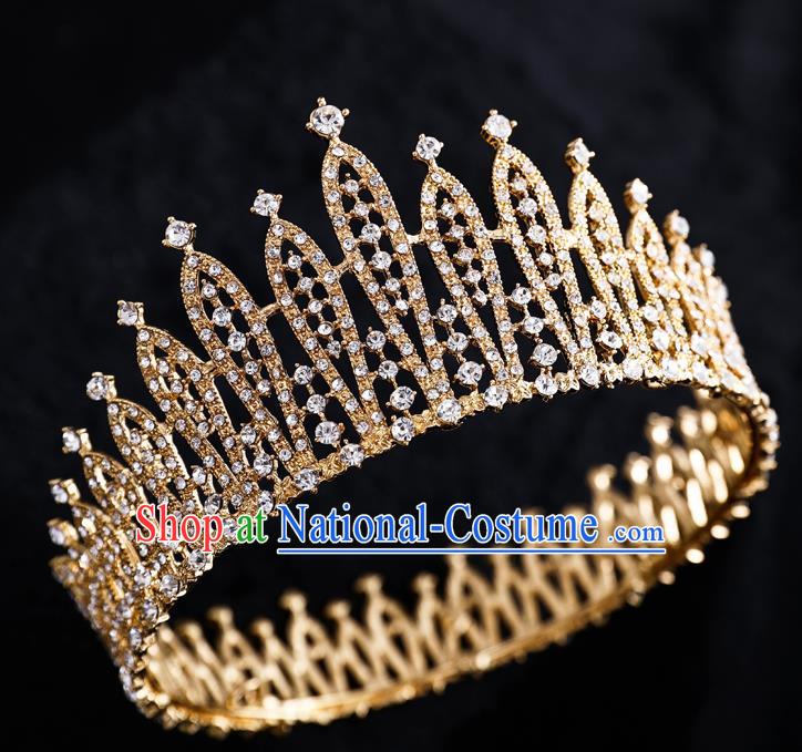 Top Handmade Wedding Bride Round Royal Crown Baroque Princess Hair Accessories for Women