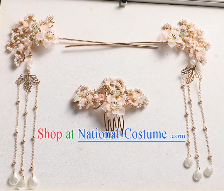 Traditional Handmade Chinese Pine Hair Comb Tassel Hairpins Ancient Bride Hair Accessories for Women