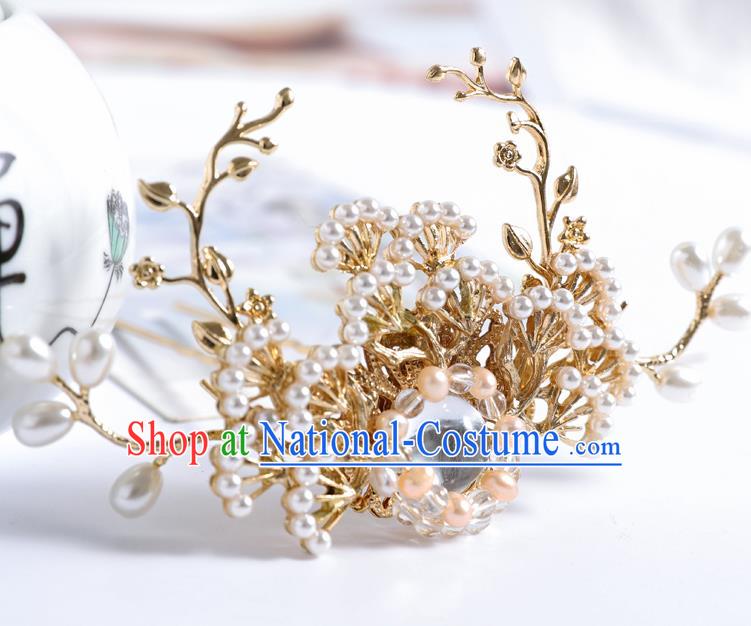 Traditional Handmade Chinese Wedding Pine Hairpins Ancient Bride Hair Accessories for Women