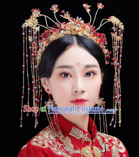 Traditional Handmade Chinese Wedding Tassel Hair Coronet Hairpins Ancient Bride Hair Accessories for Women