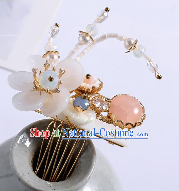 Chinese Traditional Wedding Hanfu Shell Hair Comb Hairpins Handmade Ancient Bride Hair Accessories for Women