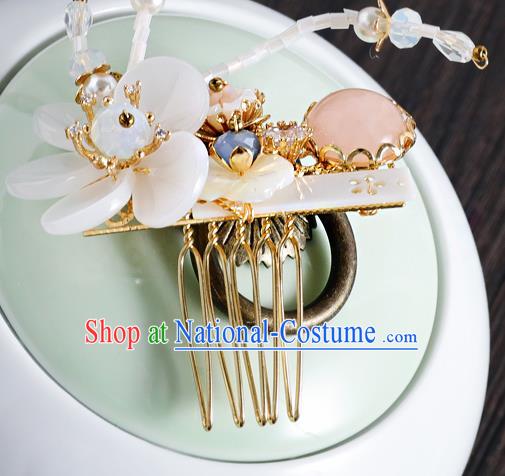 Chinese Traditional Wedding Hanfu Shell Hair Comb Hairpins Handmade Ancient Bride Hair Accessories for Women