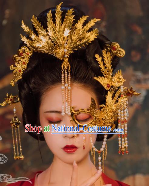 Traditional Chinese Tang Dynasty Empress Coronet Phoenix Hairpins Handmade Ancient Queen Hair Accessories for Women