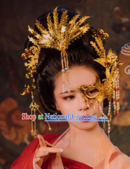 Traditional Chinese Tang Dynasty Empress Coronet Phoenix Hairpins Handmade Ancient Queen Hair Accessories for Women