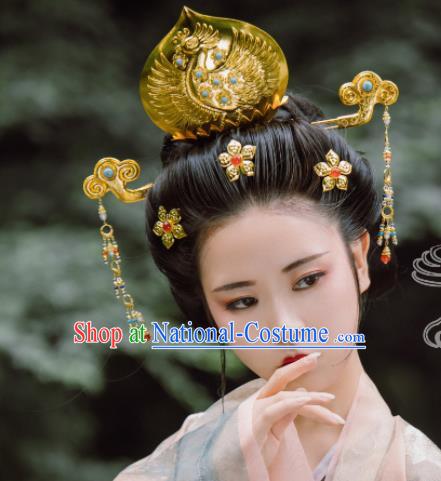 Traditional Chinese Tang Dynasty Princess Phoenix Coronet Hairpins Handmade Ancient Queen Hair Accessories for Women