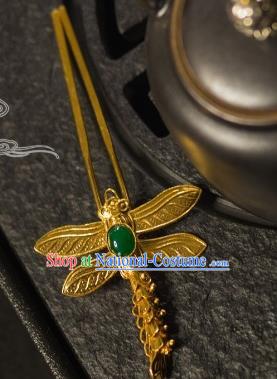 Chinese Traditional Tang Dynasty Court Jade Dragonfly Hairpins Handmade Ancient Royal Empress Hair Accessories for Women