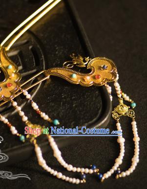 Chinese Traditional Tang Dynasty Tassel Hairpins Handmade Ancient Royal Empress Hair Accessories for Women