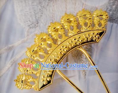 Chinese Traditional Song Dynasty Golden Hairpins Handmade Ancient Royal Empress Hair Accessories for Women