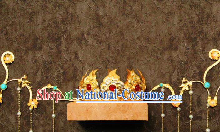 Traditional Chinese Tang Dynasty Princess Lotus Coronet Hairpins Handmade Ancient Queen Hair Accessories for Women