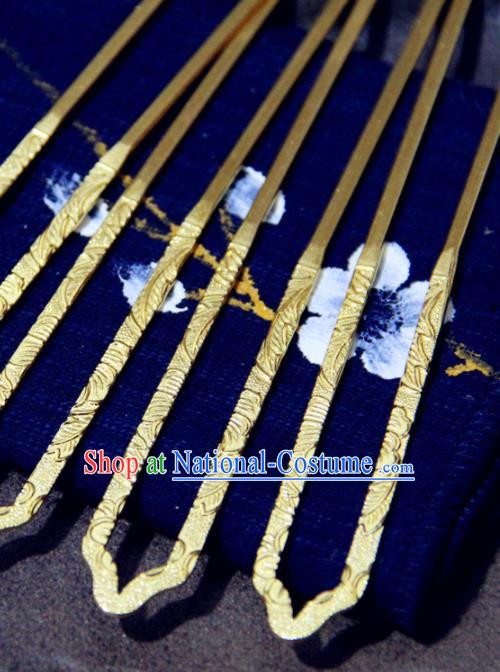 Chinese Traditional Tang Dynasty Princess Golden Hairpins Handmade Ancient Royal Empress Hair Accessories for Women