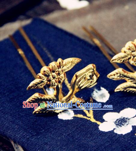 Chinese Traditional Ming Dynasty Princess Flowers Hairpins Handmade Ancient Royal Empress Hair Accessories for Women