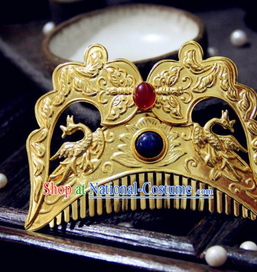 Chinese Traditional Tang Dynasty Phoenix Hair Comb Handmade Ancient Royal Empress Hair Accessories for Women