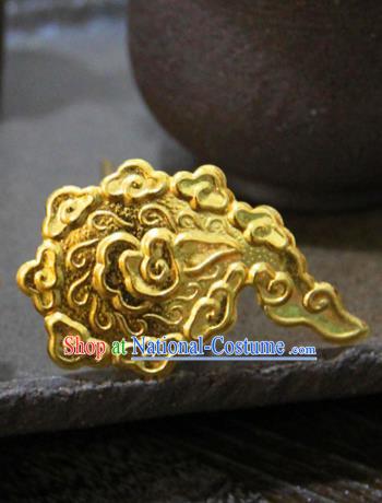 Chinese Traditional Ming Dynasty Golden Cloud Hairpins Handmade Ancient Royal Princess Hair Accessories for Women