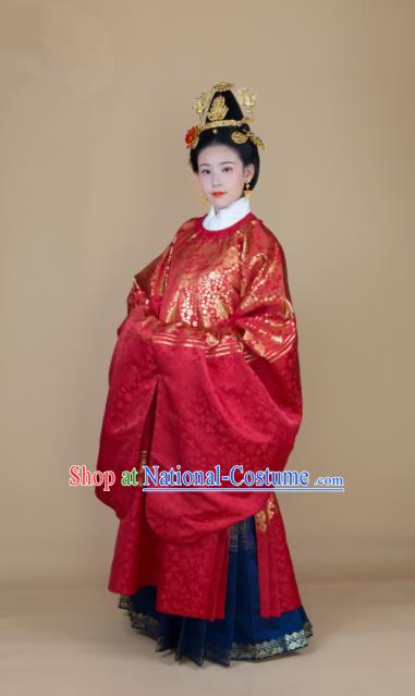 Traditional Chinese Ming Dynasty Royal Empress Red Hanfu Dress Ancient Court Queen Wedding Historical Costumes for Women