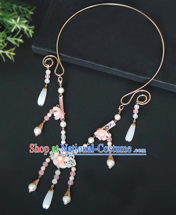 Chinese Traditional Handmade Hanfu Shell Necklace Ancient Princess Necklet Accessories for Women