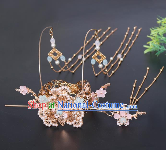 Traditional Chinese Hanfu Pine Hair Crown Hairpin Handmade Ancient Princess Hair Accessories for Women