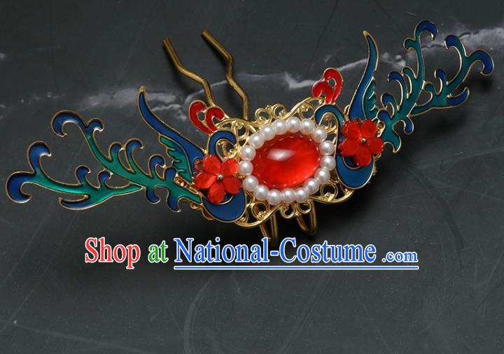 Traditional Chinese Hanfu Cloisonne Phoenix Hairpin Handmade Ancient Princess Hair Accessories for Women