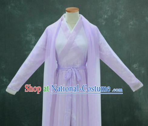 Chinese Drama Ancient Swordswoman Purple Hanfu Dress Ming Dynasty Princess Costume for Women