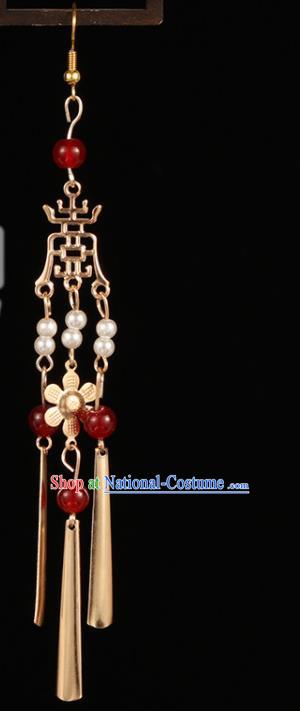 Traditional Chinese Hanfu Golden Earrings Handmade Ancient Princess Ear Accessories for Women