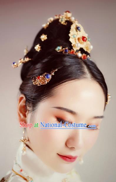 Chinese Traditional Ming Dynasty Wedding Hair Comb Hairpins Ancient Princess Hair Accessories for Women