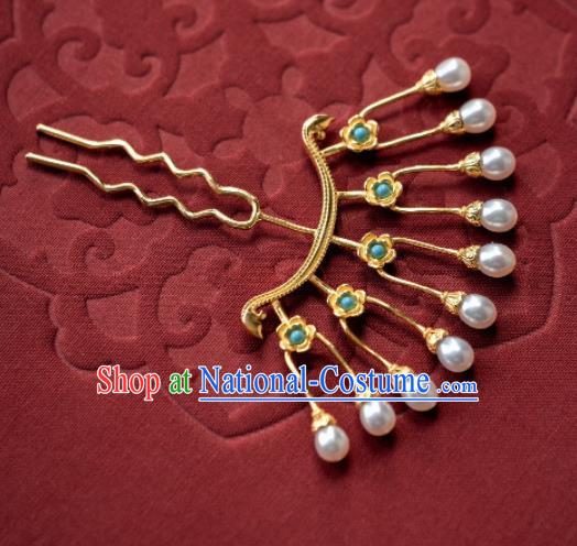 Chinese Traditional Ming Dynasty Pearls Hairpin Hairpins Ancient Empress Hair Accessories for Women