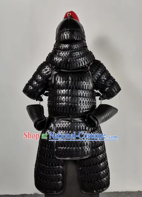 Traditional Chinese Song Dynasty General Black Body Armour Ancient Soldier Costume for Men