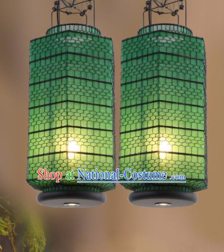 Chinese Traditional Iron Green Hanging Lantern Handmade New Year Lamp Palace Lanterns