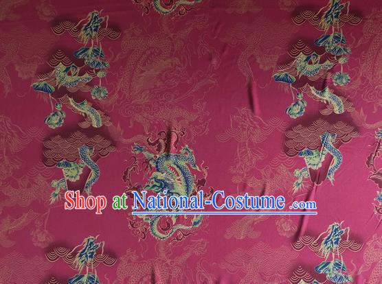 Chinese Traditional Phoenix Pattern Wine Red Silk Fabric Mulberry Silk Fabric Hanfu Dress Material