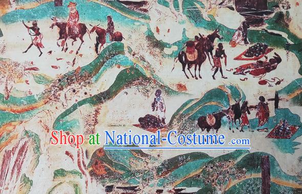 Chinese Traditional Wall Painting Pattern Silk Fabric Mulberry Silk Fabric Hanfu Dress Material