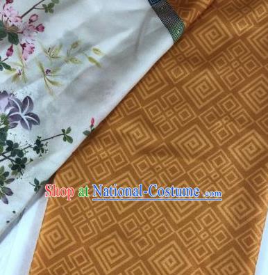 Chinese Traditional Peony Pattern Ginger Hanfu Fabric Flax Fabric Hanfu Dress Material